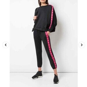 Revolve NEW Koral Activewear Napo Valo Sweatpant Pink‎ Stars Strip Crop Small S